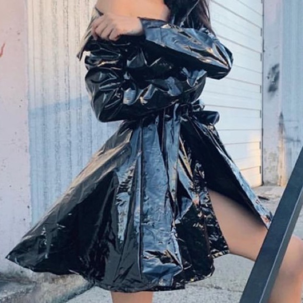 Black leather coat